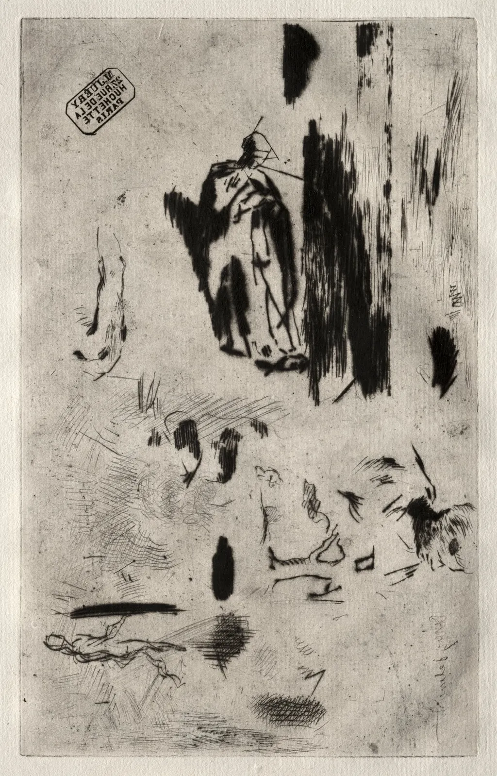 Plate with Sketches, by Jean François Millet, 1855