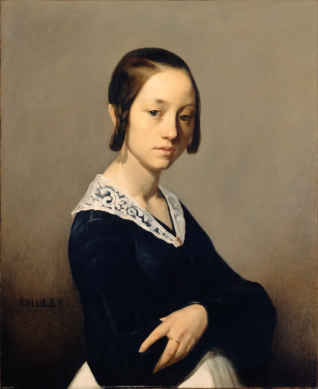 Portrait of Louise-Antoinette Feuardent, by Jean François Millet, oil, 1841