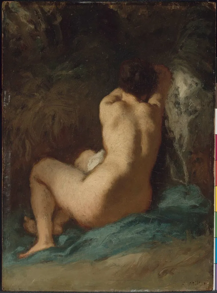 Seated Nude (Les Regrets), by Jean François Millet, unspecified, 1854