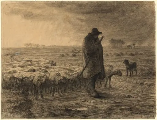 Shepherd Returning with His Flock, by Jean François Millet