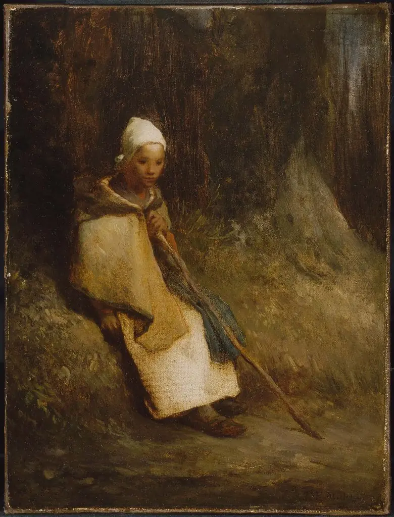 Shepherdess Sitting at the Edge of the Forest, by Jean François Millet