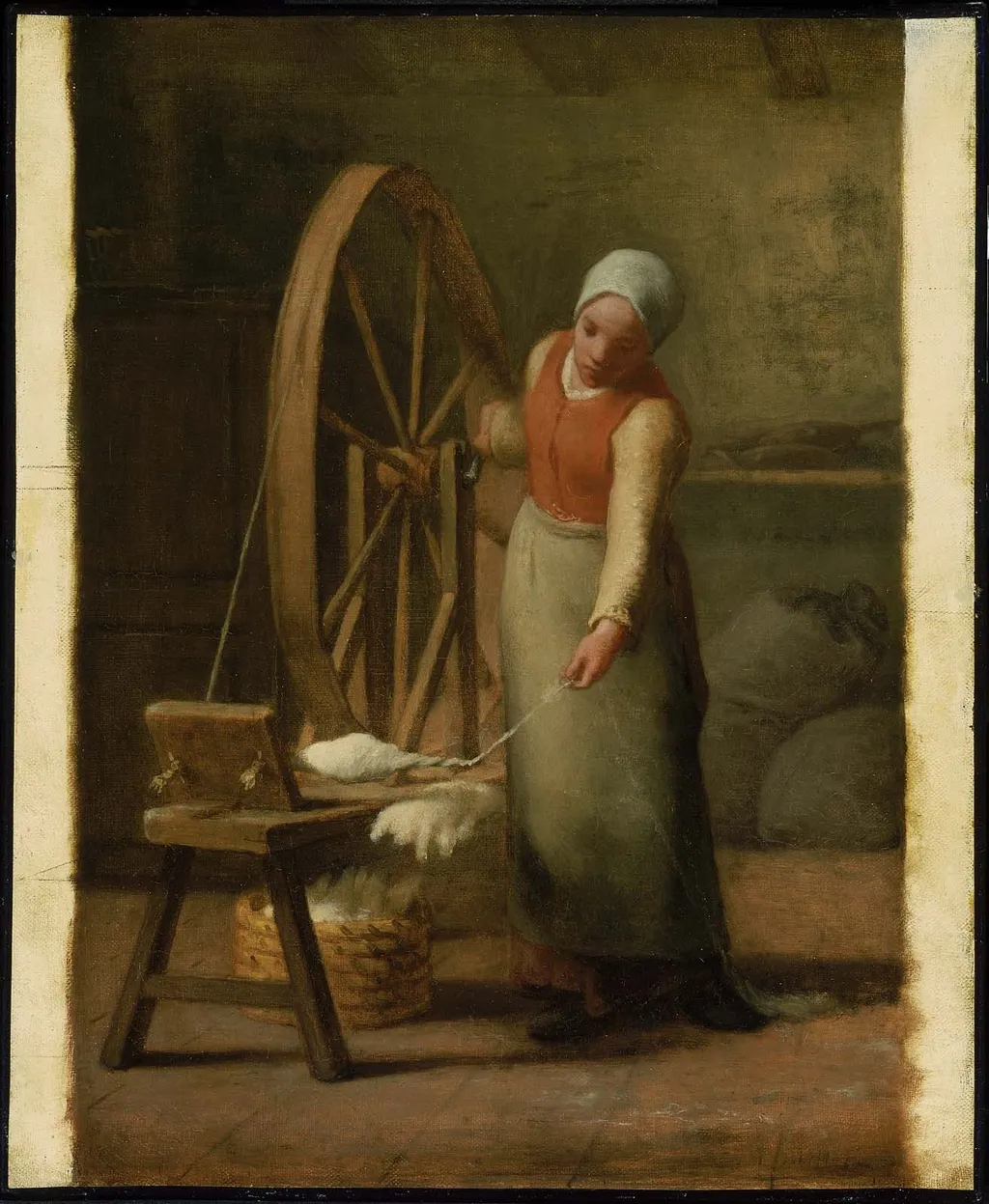 Standing Spinner, by Jean François Millet, oil, 1852