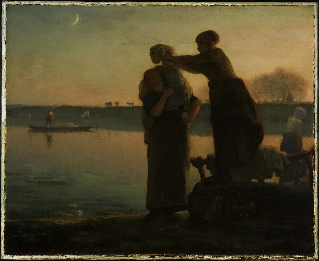 Washerwomen, by Jean François Millet, oil, 1855