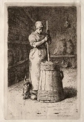 Woman Churning Butter, by Jean François Millet