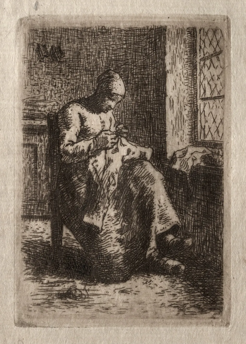 Woman Sewing, by Jean François Millet, 1855