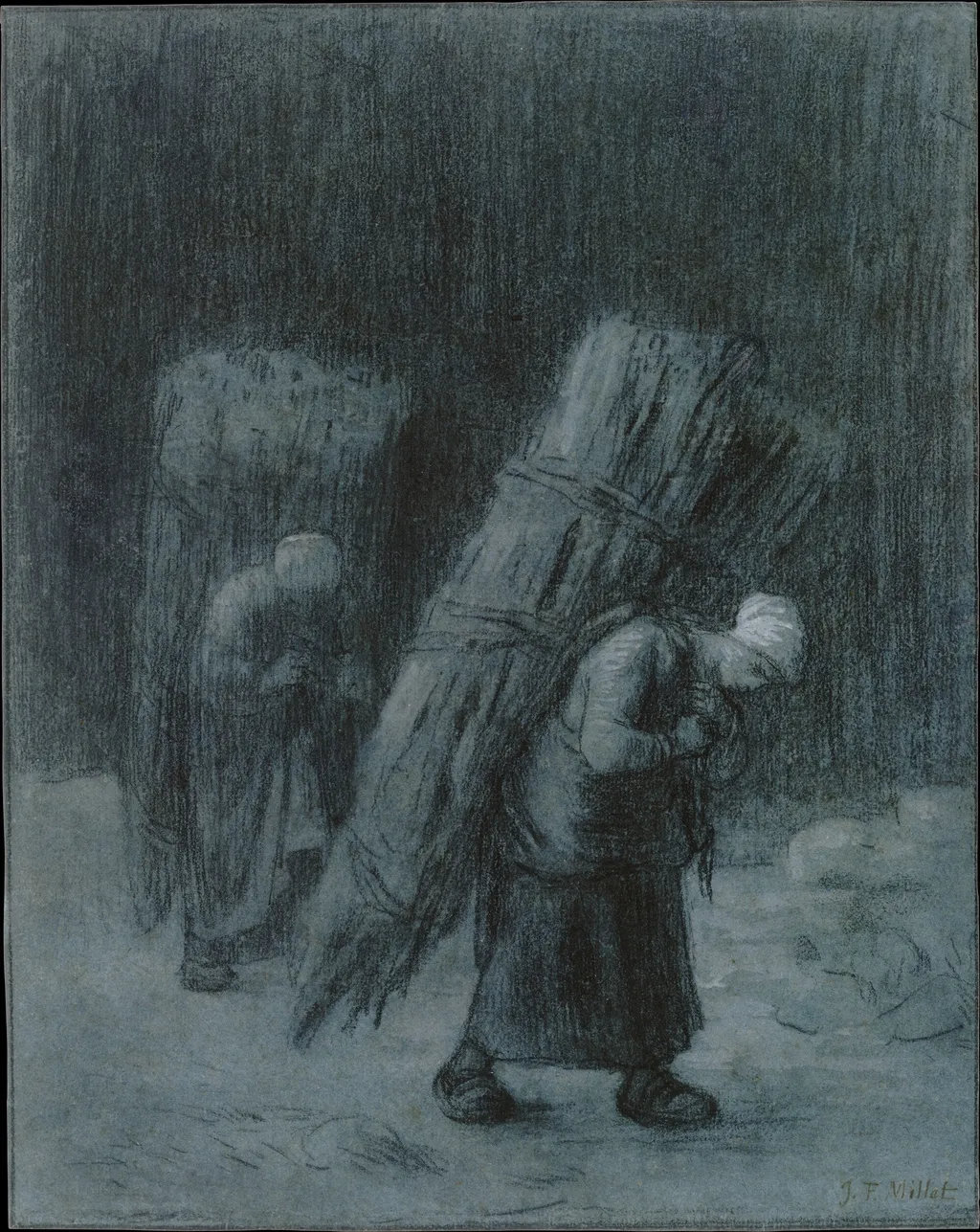 Women Carrying Faggots, by Jean François Millet, unspecified, 1858