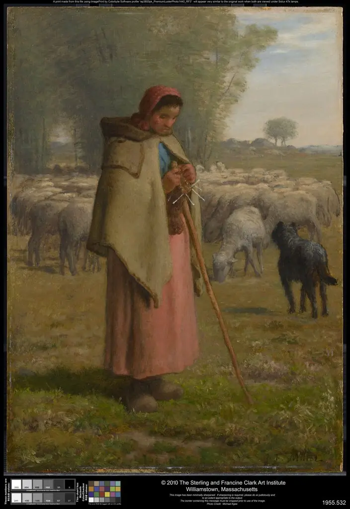 Young Girl Guarding her Sheep, by Jean François Millet