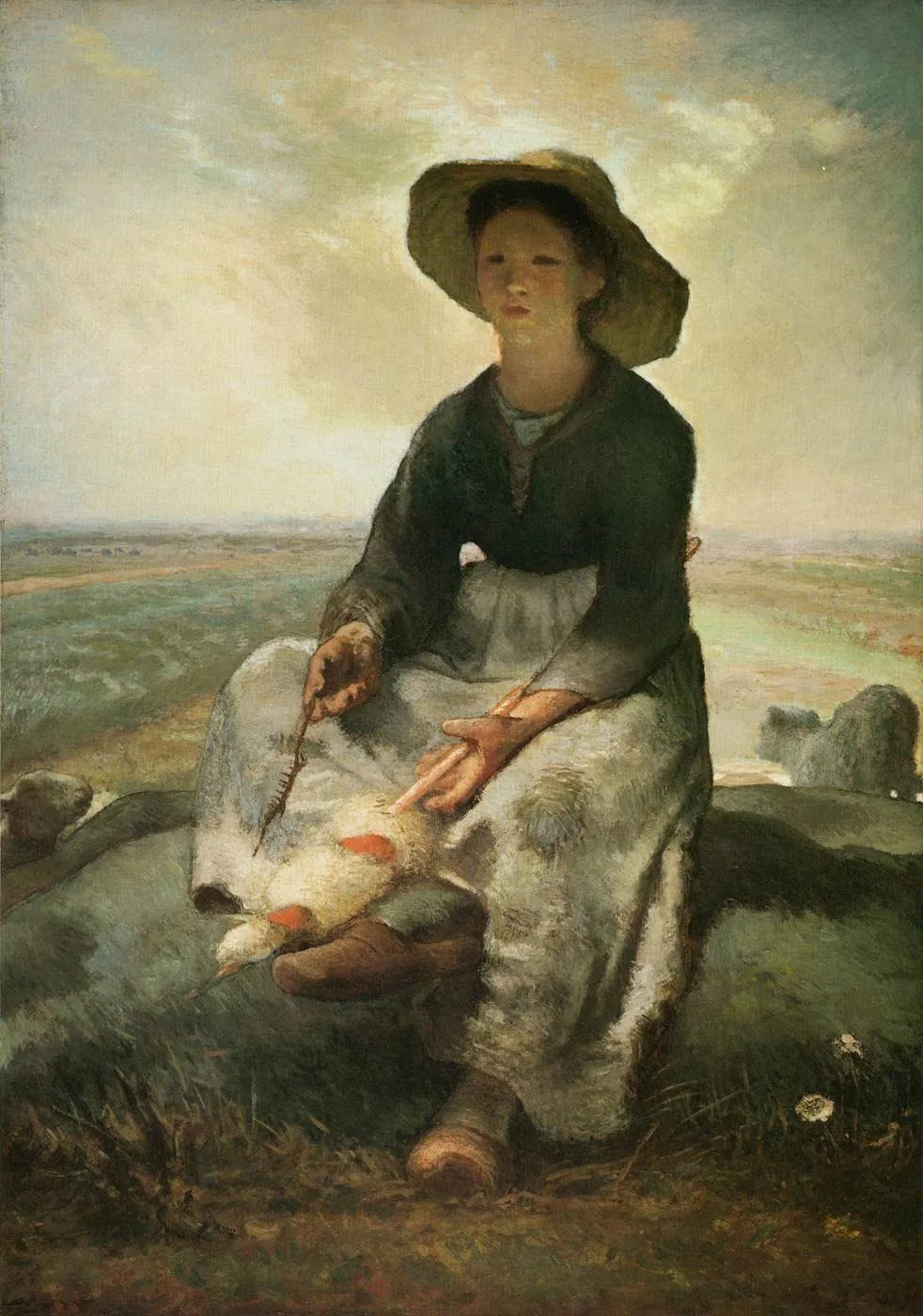 Young Shepherdess, by Jean François Millet, oil, 1871
