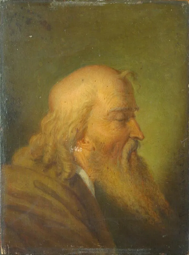 Study of an old man's head, by Jean-François Portaels, oil, 1872