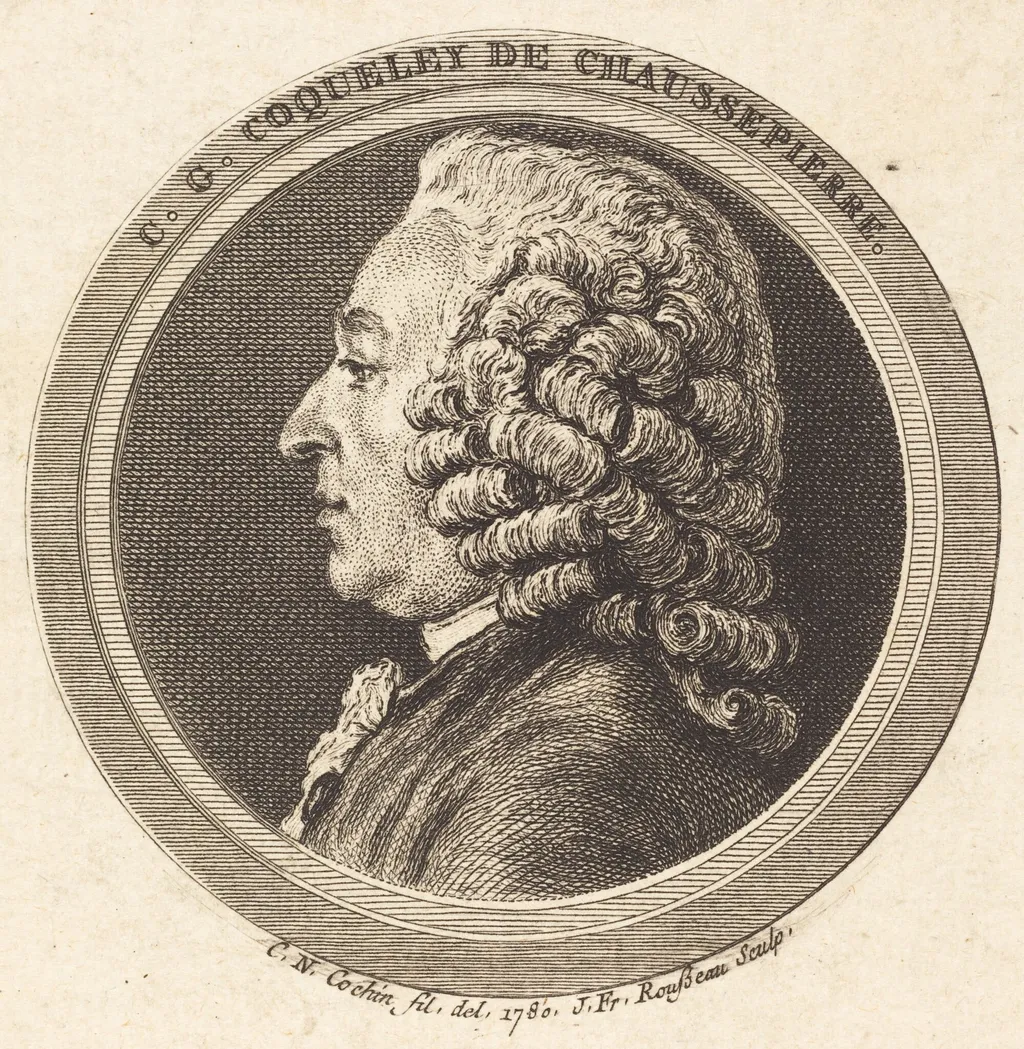 Charles-Georges Coqueley de Chaussepierre, by Jean Francois Rousseau, ink, 1780