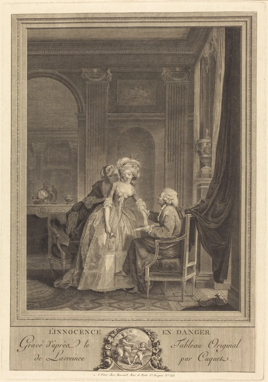 L'innocence en danger, by Jean Gabriel Caquet, ink, 1785