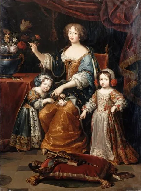 Elisabeth Charlotte of the Palatinate, Duchess of Orléans, and Her Children, by Jean Gilbert Murat, oil, 1837
