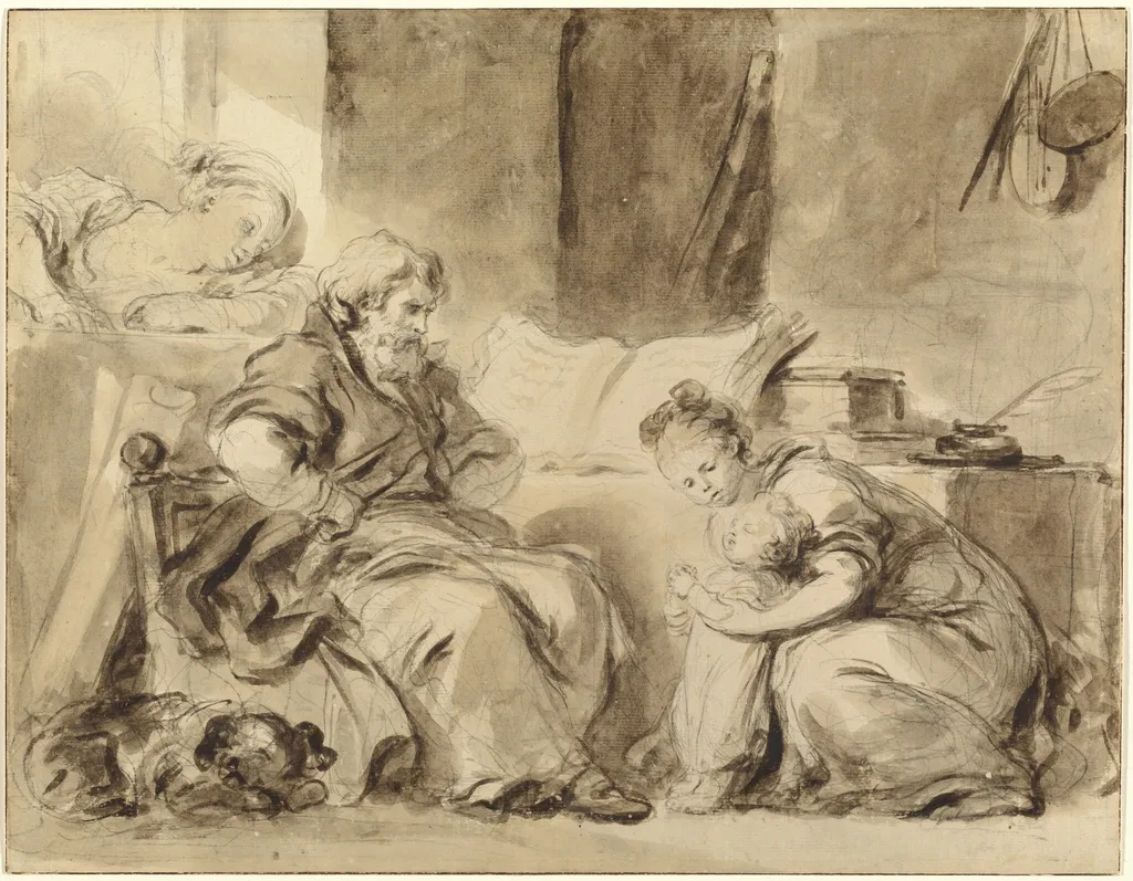 A Prayer for Grandpapa, by Jean Honoré Fragonard, chalk, 1774