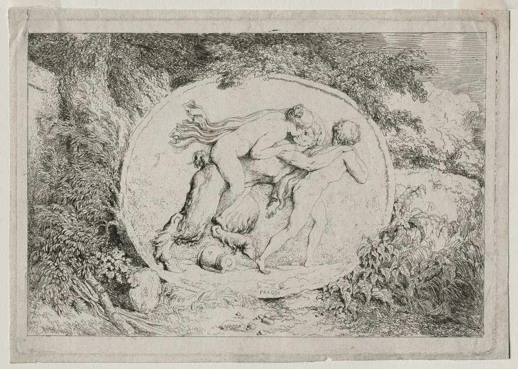Bacchanales: Nymph Astride a Satyr, by Jean Honoré Fragonard, 1763