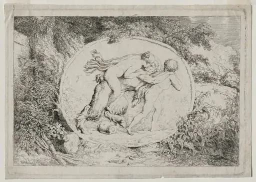 Bacchanales: Nymph Astride a Satyr, by Jean Honoré Fragonard
