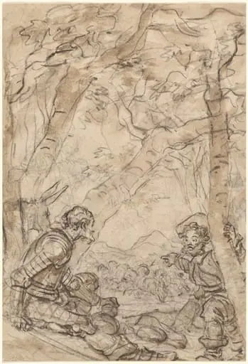 Don Quixote and Sancho Panza Witness the Attack on Rocinante, by Jean Honoré Fragonard