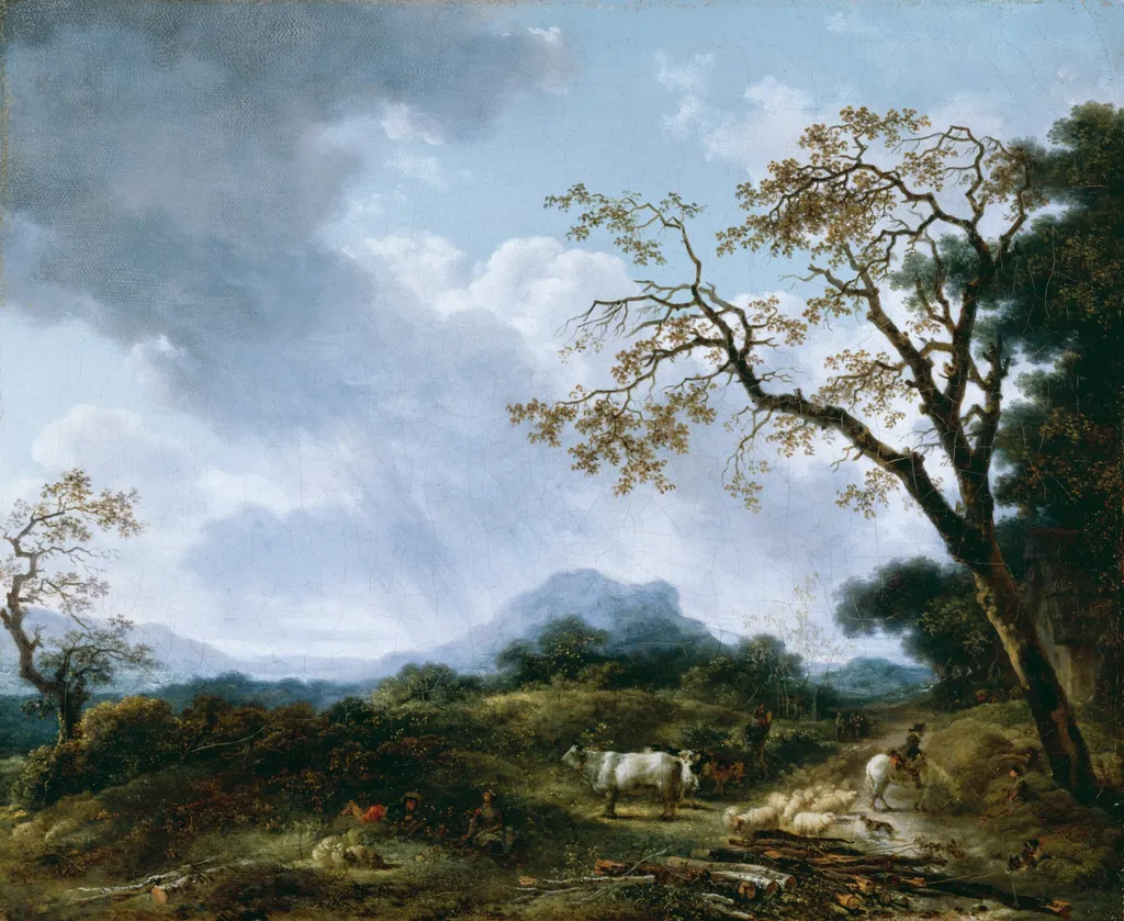 Landscape with Passing Shower, by Jean Honoré Fragonard, oil, 1765