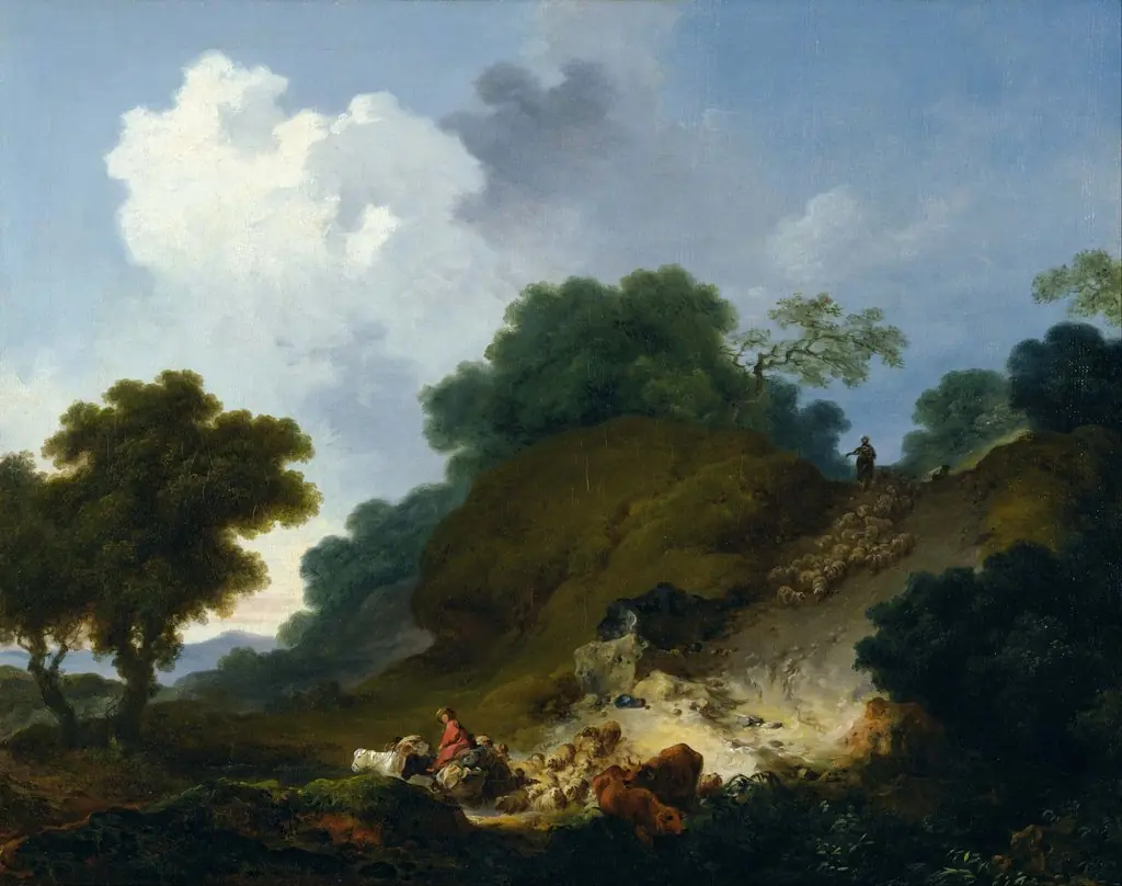 Landscape with Shepherds and Flock of Sheep, by Jean Honoré Fragonard