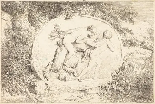 Nymph Astride a Satyr (Jeune fille a califourchon sur un satyre), by Jean Honoré Fragonard
