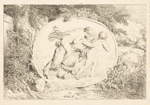Nymph Astride a Satyr (Jeune fille a califourchon sur un satyre), by Jean Honoré Fragonard