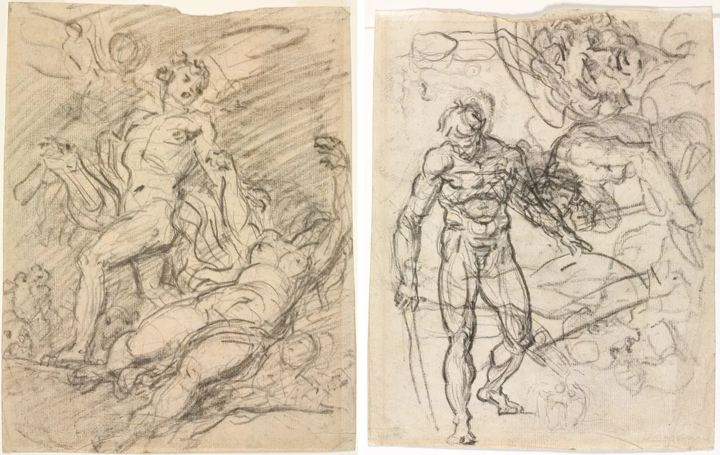 Orpheus and Eurydice (recto); Figure Studies (verso), by Jean Honoré Fragonard, 1761