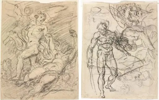 Orpheus and Eurydice (recto); Figure Studies (verso), by Jean Honoré Fragonard