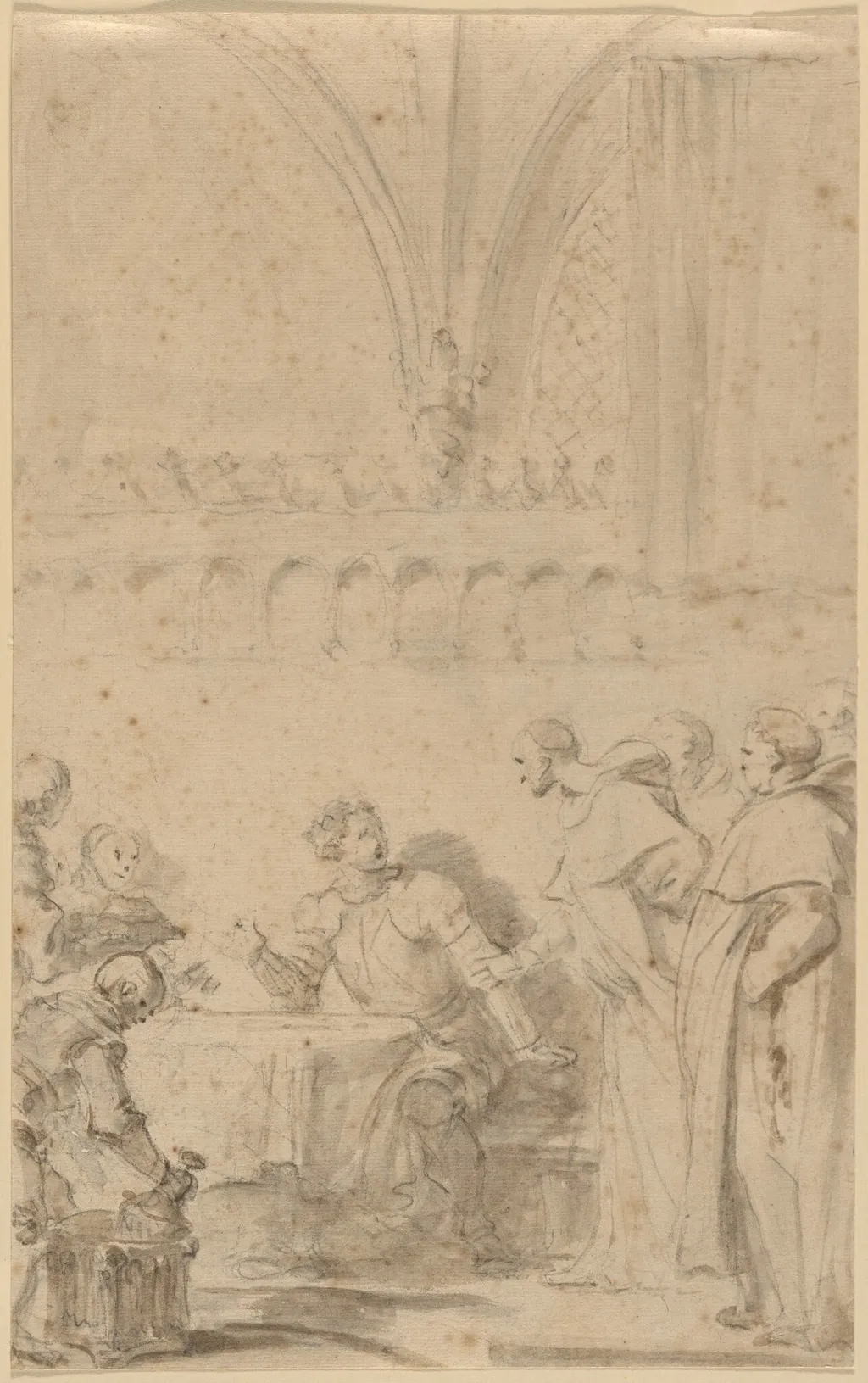 Rinaldo is Welcomed by the Monks, by Jean Honoré Fragonard, chalk, 1784