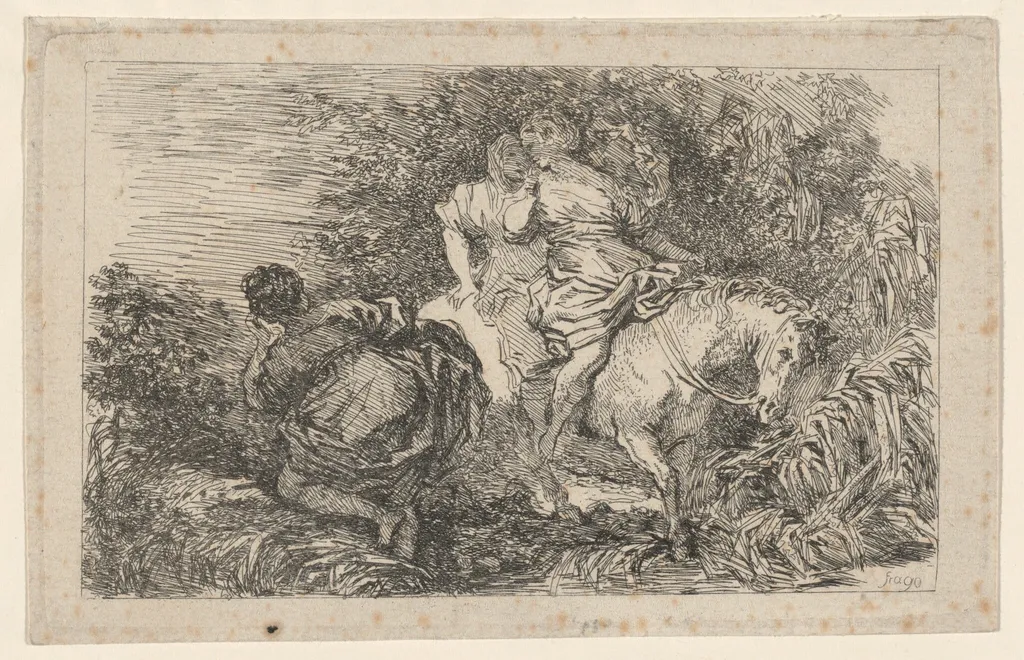 The Flight of Cloelia, by Jean Honoré Fragonard, ink, 1764