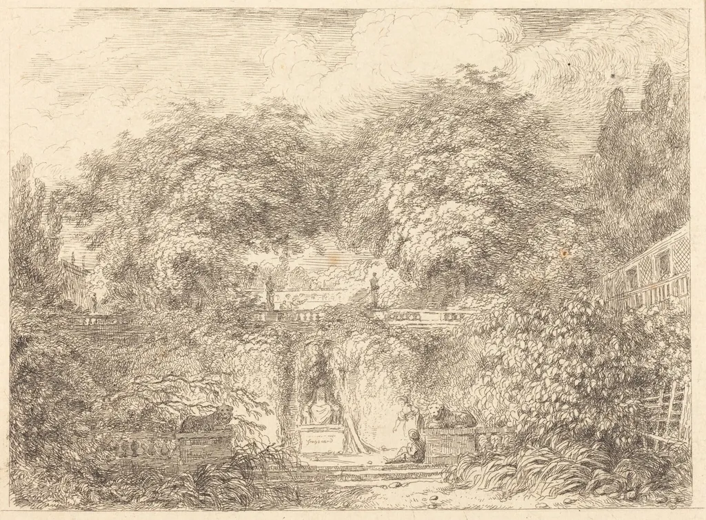 The Little Park (Le petit parc), by Jean Honoré Fragonard, ink, 1763