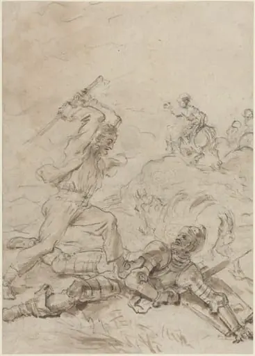 The Muleteer Attacking Don Quixote as He Lies Helpless on the Ground, by Jean Honoré Fragonard