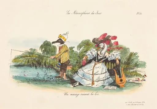 Metamorphoses of the Day: A Conventional Marriage, by Jean-Ignace-Isidore Grandville
