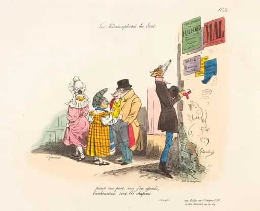 Metamorphoses of the Day: Regrets, or Never till the Next Time, by Jean-Ignace-Isidore Grandville