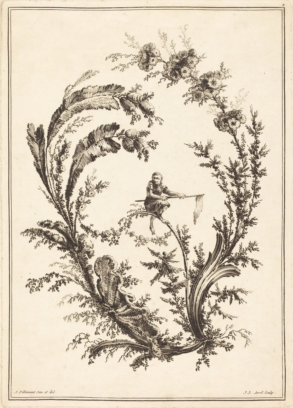 Ornament with a Monkey, by Jean-Jacques Avril I, ink, 1788