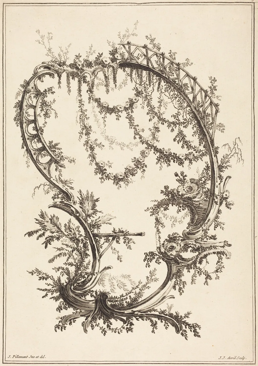 Ornament with a Strut and a Railing, by Jean-Jacques Avril I, ink, 1788