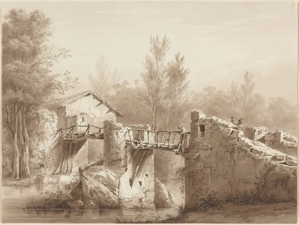 A Country Road across an Ancient Bridge, by Jean-Jacques de Boissieu, graphite, 1773