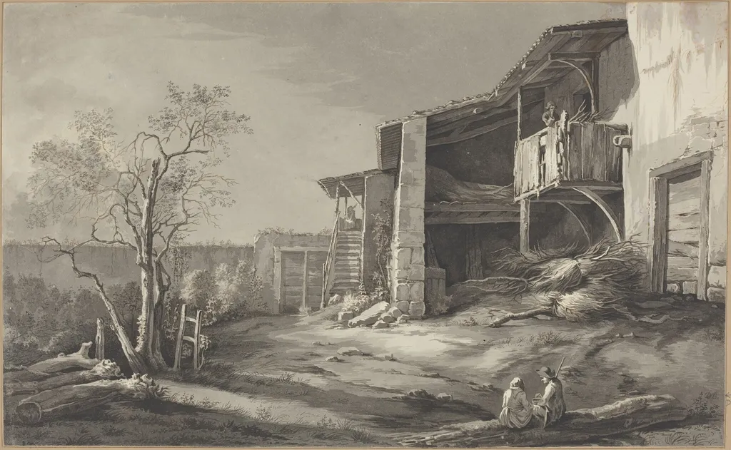 A Farmyard, by Jean-Jacques de Boissieu, ink, 1773