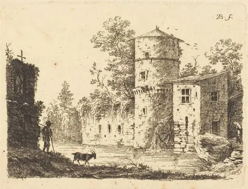 Ancient Tower with a Water Mill, by Jean-Jacques de Boissieu