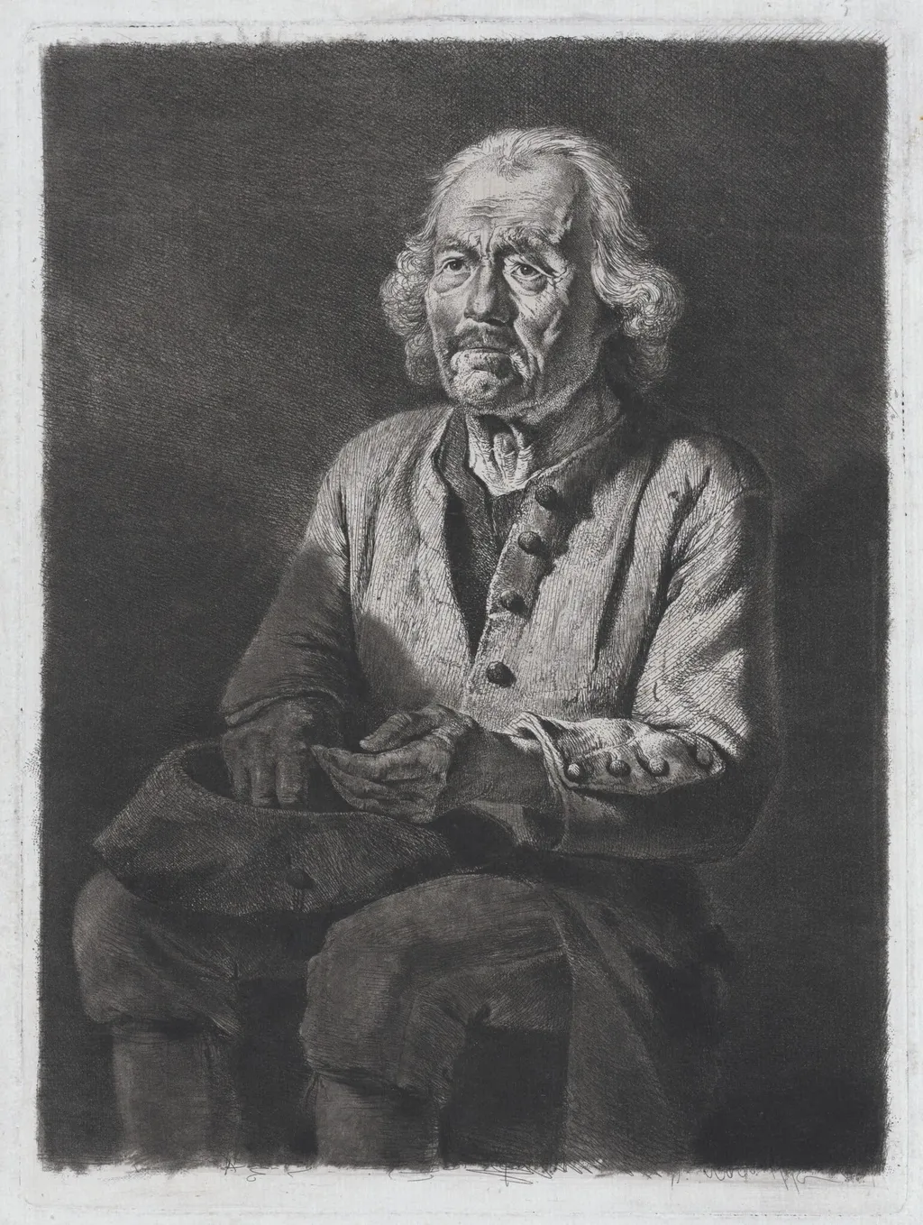 Old Gérard, Peasant from Chasselay, by Jean-Jacques de Boissieu, ink, 1772