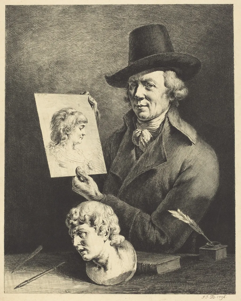 Self-Portrait, by Jean-Jacques de Boissieu, ink, 1796