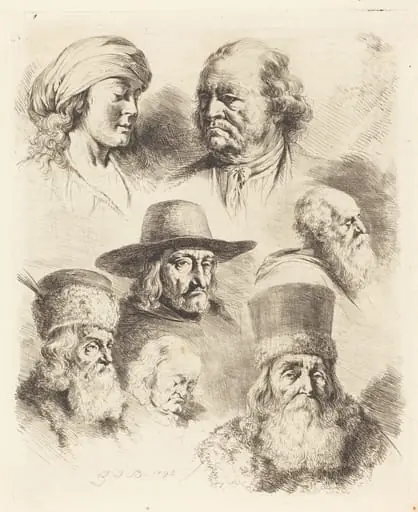 Seven Studies of Heads, by Jean-Jacques de Boissieu