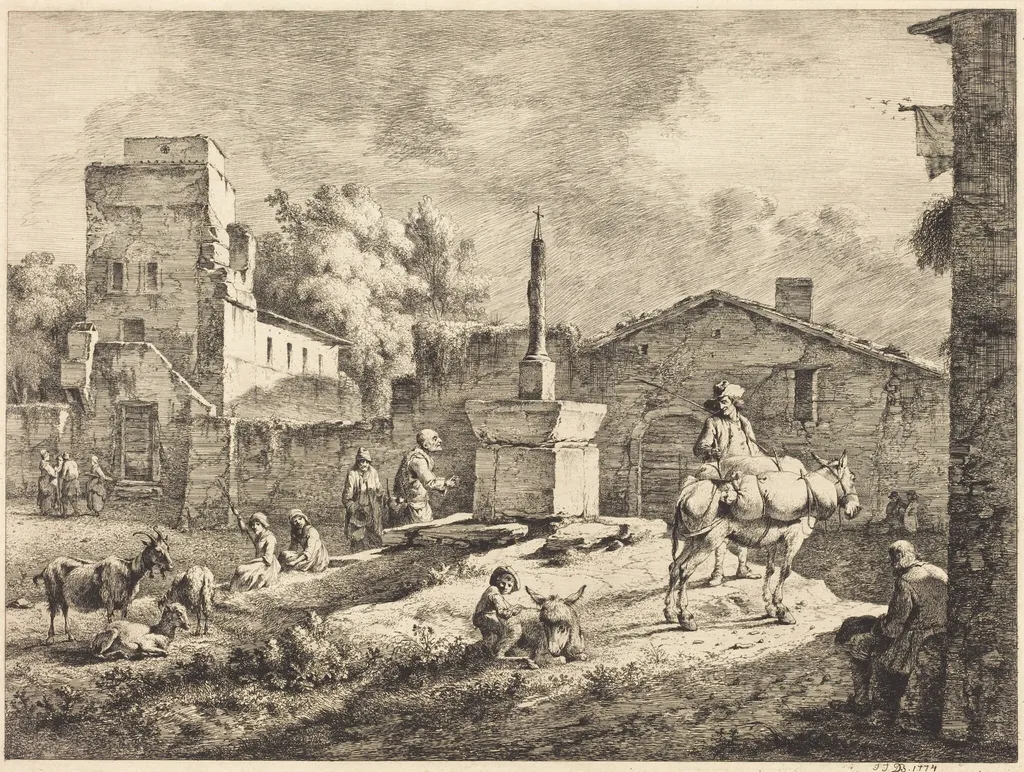 View of Saint-Andéol, by Jean-Jacques de Boissieu, ink, 1774