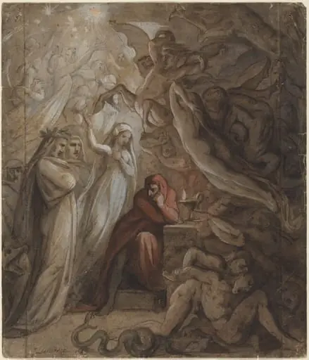Dante Meditating on the "Divine Comedy", by Jean-Jacques Feuchère
