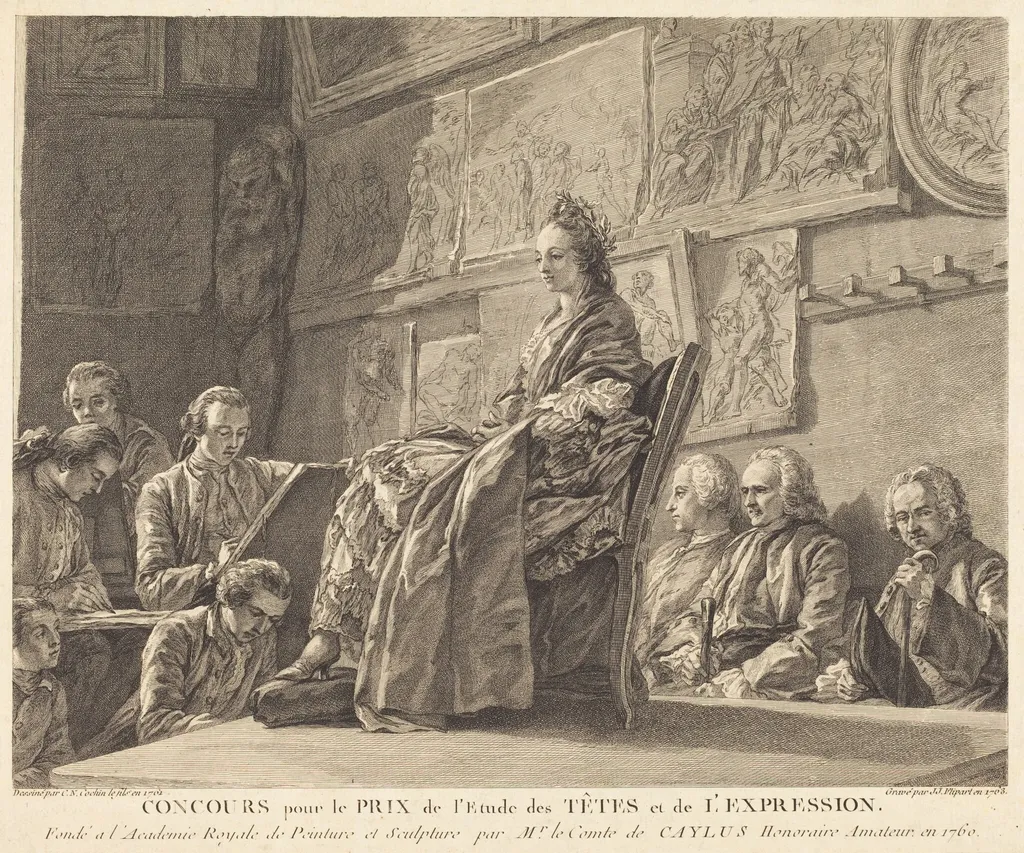 Concours pour le Prix de l'Etude des Têtes et de l'Expression (Contest for the Prize for the Study of Heads and Expression), by Jean-Jacques Flipart, ink, 1763