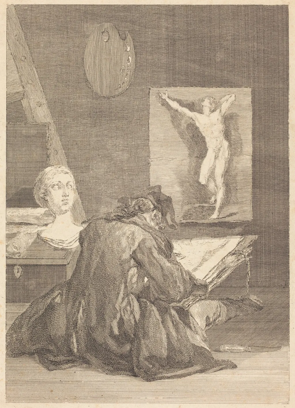 Le Dessinateur (The Draughtsman), by Jean-Jacques Flipart, ink, 1757
