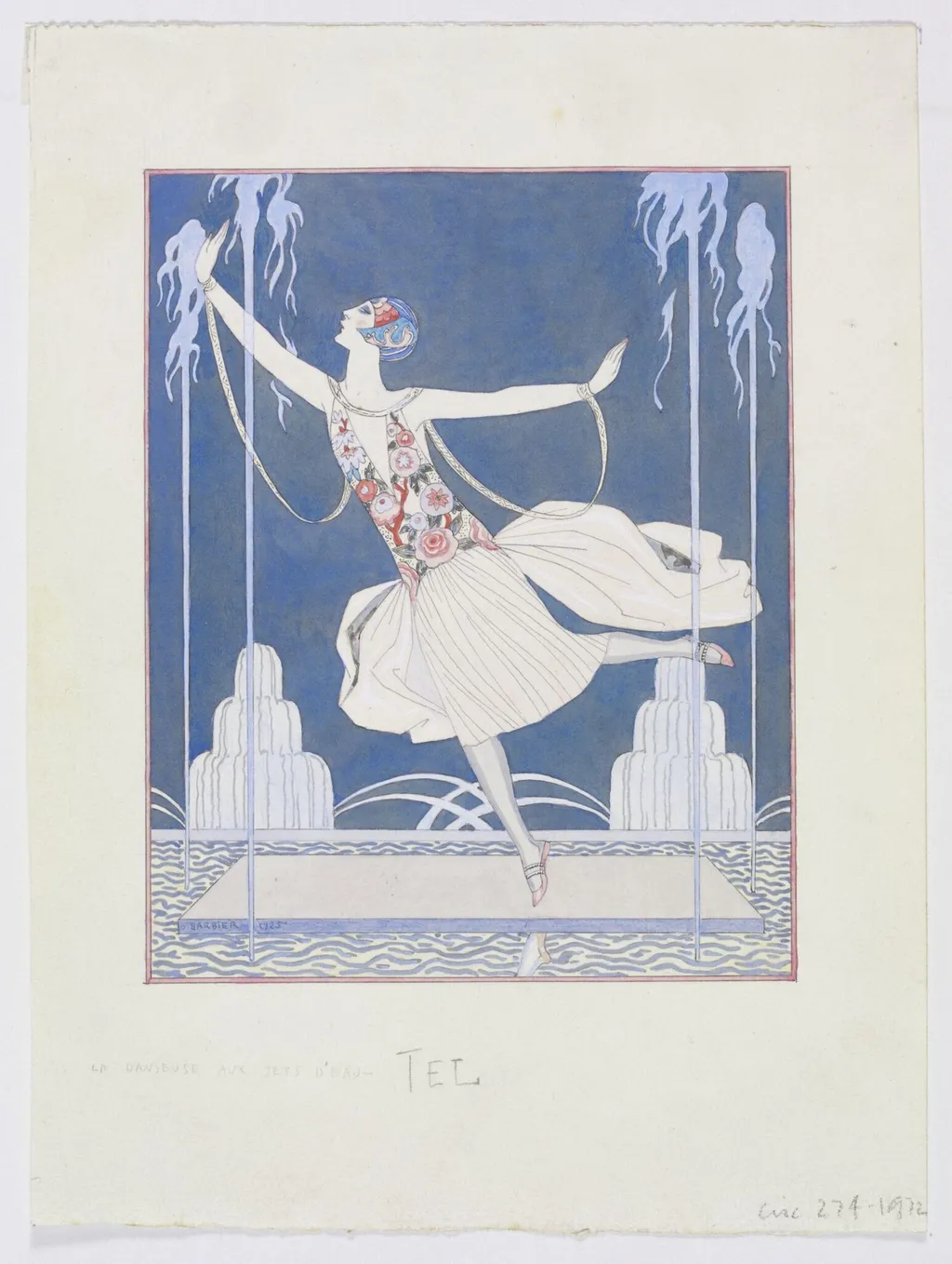 La Danseuse aux Jets d'Eau - Robe de Worth, by Jean-Jacques-François Le Barbier, watercolor, 1925