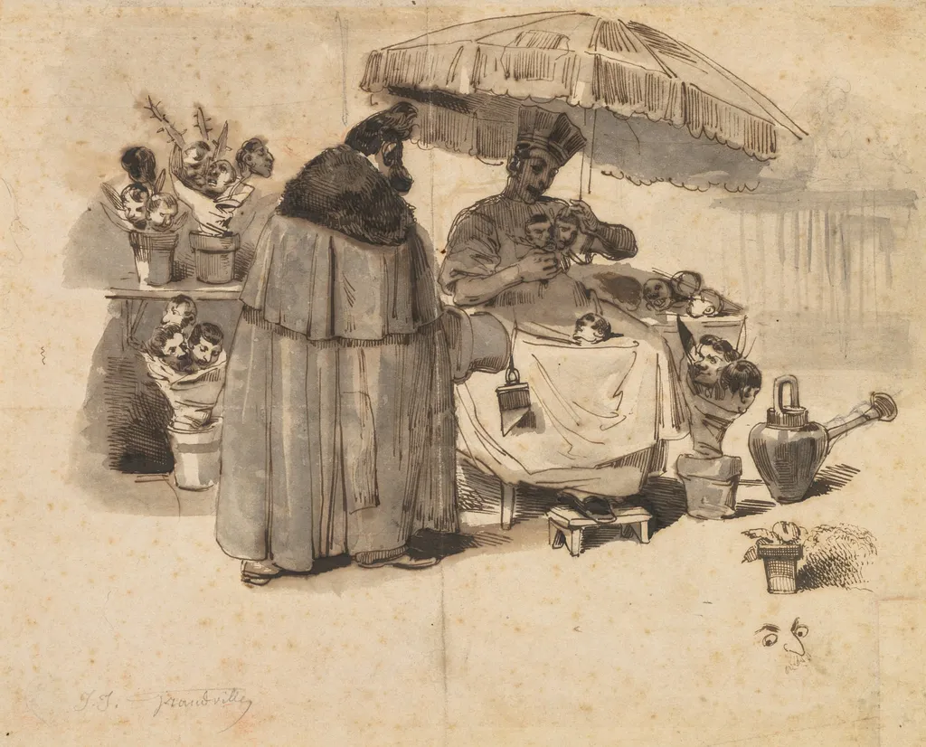 Study for "Au Bouquet de persil," (A Bouquet of Parsley), by Jean-Jacques Grandville, 1833