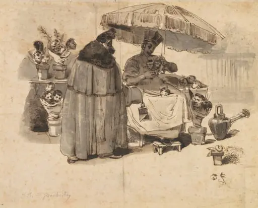 Study for "Au Bouquet de persil," (A Bouquet of Parsley), by Jean-Jacques Grandville
