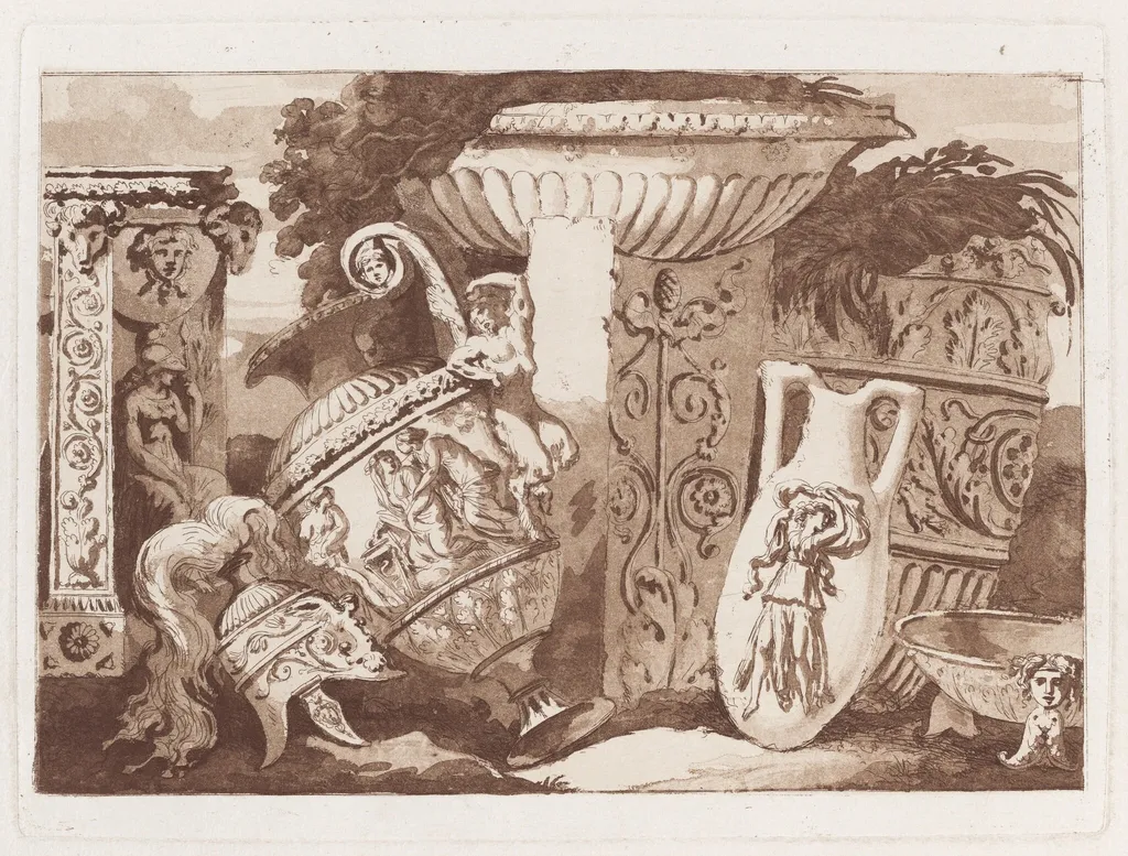 Composition with Antique Fragments, by Jean Jacques II Lagrenée, ink