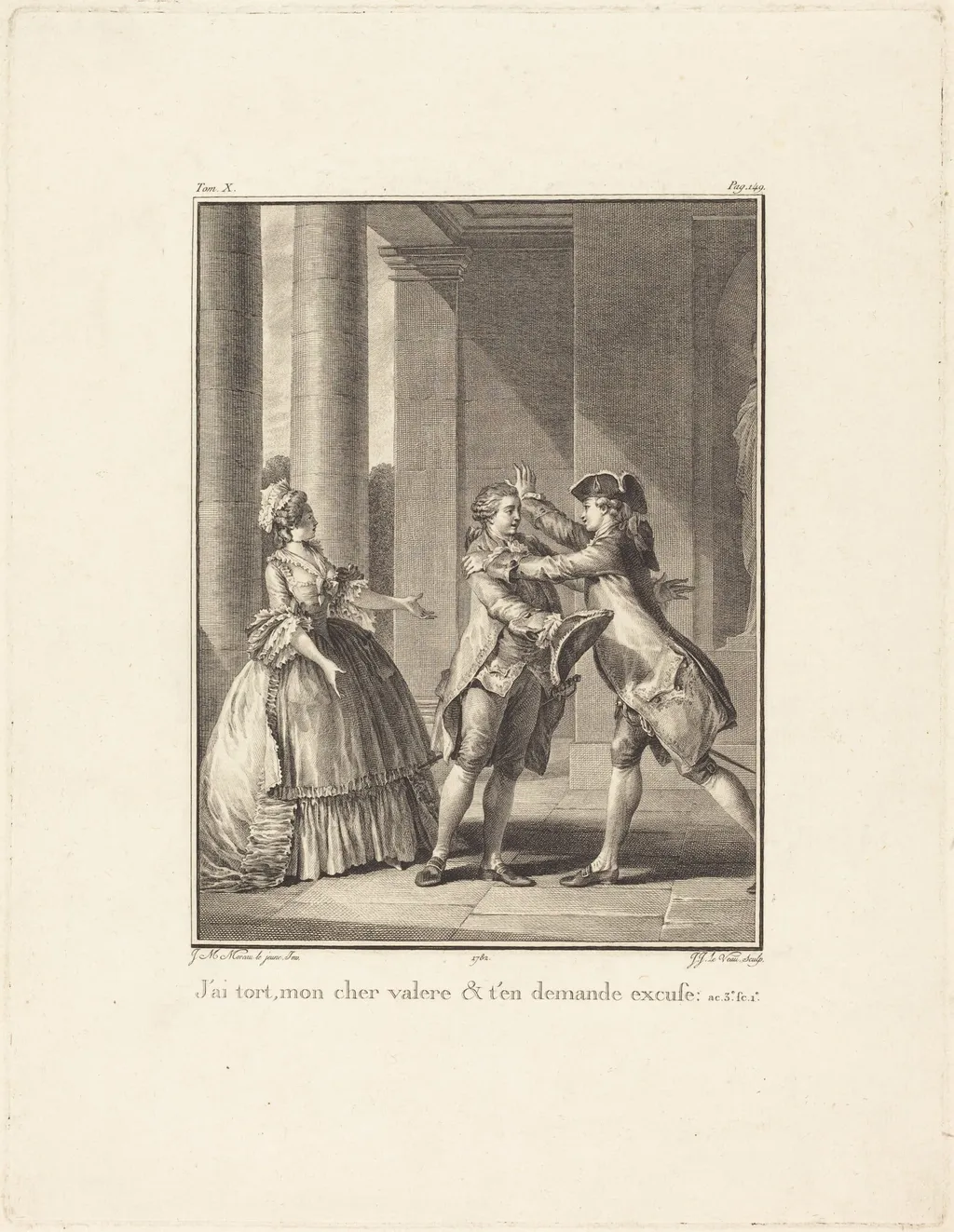J'ai tort, mon cher Valère, et t'en demande excuse, by Jean Jacques Le Veau, ink, 1782