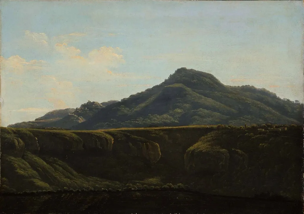 Monte Cavo from Lake Albano, by Jean-Joseph-Xavier Bidauld, oil, 1796